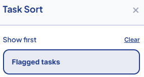 Sort menu with Flagged tasks option