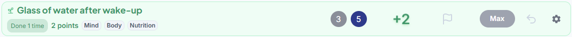 Habit streak indicator on a task